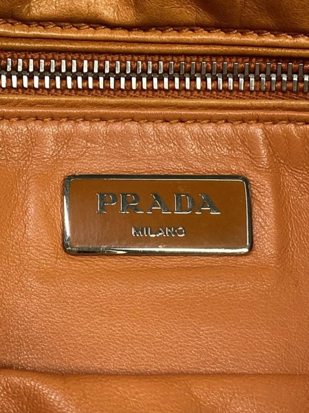 PRADA Nappa Bomber BR5024 Orange Leather Shoulder Bag - Picture 7 of 15
